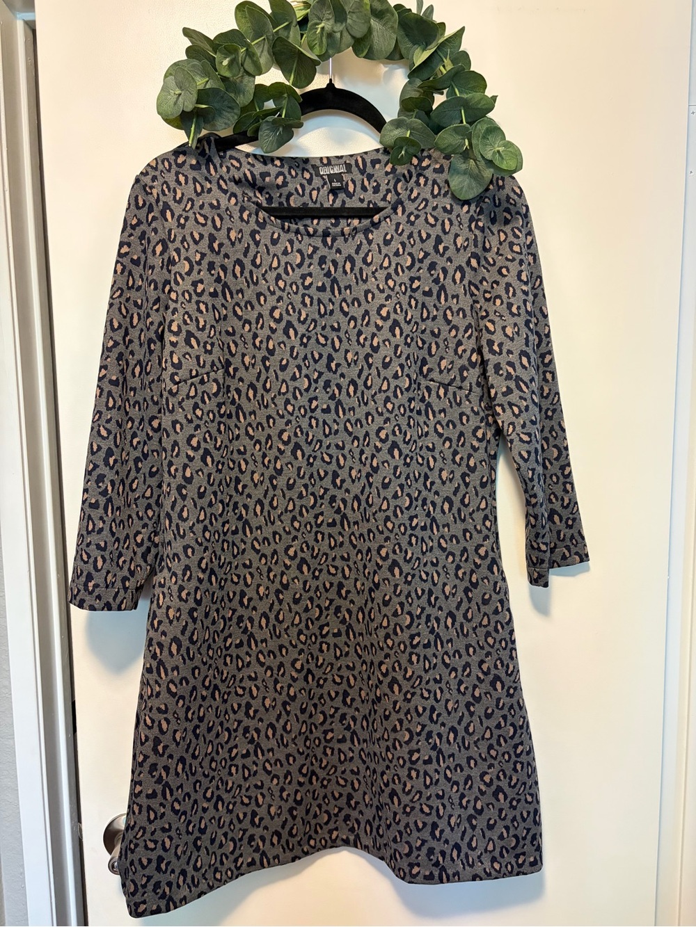 Nicole Miller Leopard Print Gray and Taupe Women's Shift Dress